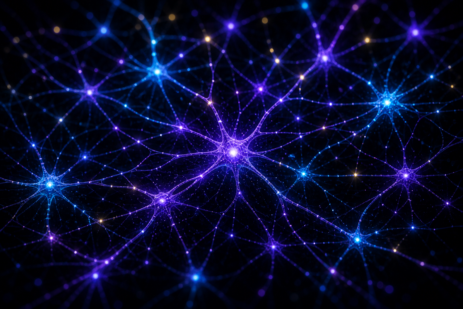Reseau synaptique violet illustrant les zones cerebrales de la memoire